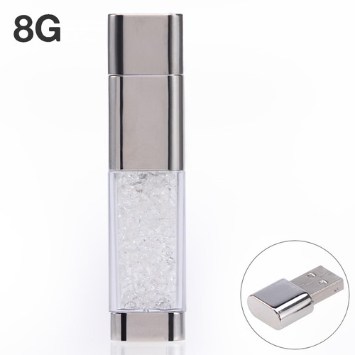 8G USB Flash Disk Memory Stick Drive with Blink CZ Diamond Silver