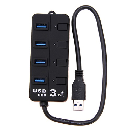 4 Port USB 3.0 Hub Splitter Cable With On//Off Switches Superspeed for PC Laptop