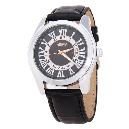 Makibes Leather Strap Automatic Mechanical Analog Watch for Men