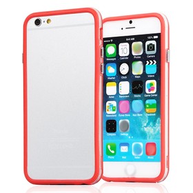 Protective Premium Bumper Frame Skin Case Cover with Plastic Side Buttons For 5.5" iPhone 6 Plus -Red