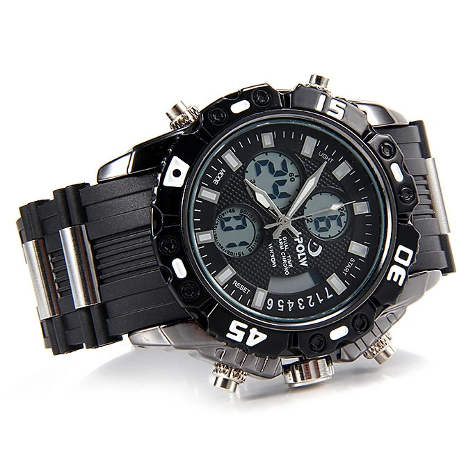 Hpolw 610 LED Analog Digital Quartz Sport Wrist Watch for Man