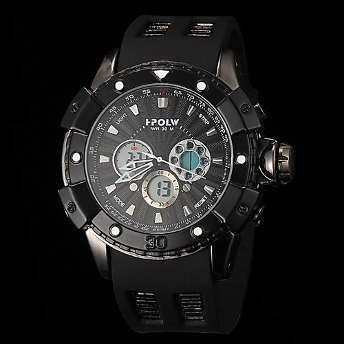 Analog Digital Hpolw Sport Hpolw FS-598 Men's LED Stainless Steel