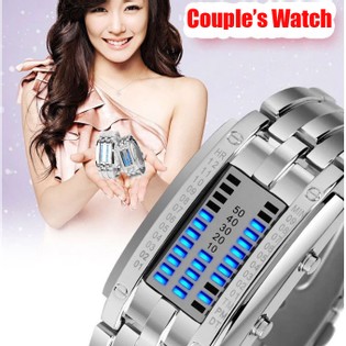 Stylish LED Dual Display Couple Watch for Men and Women