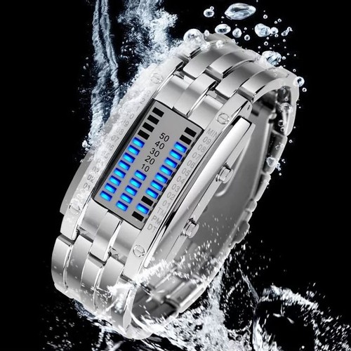 Women's LED Digital Wrist Watch with Stainless Steel Strap