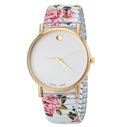 Women's Fashion Elastic Alloy Band Simple Style Analog Quartz Watch