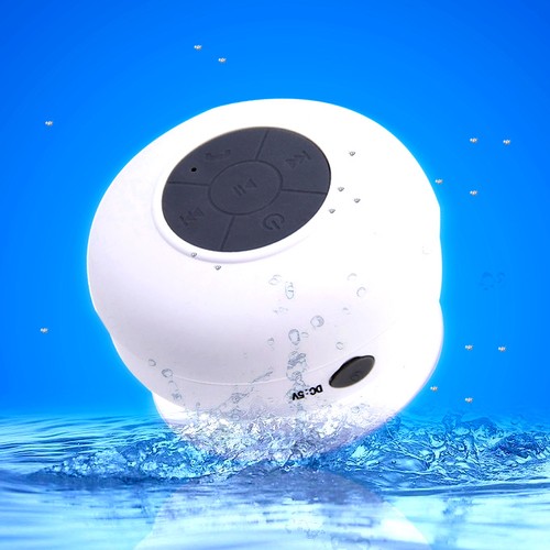 AEN IPX4 Wireless Bluetooth Shower Speaker With Built-in  Microphone Suction Cup White