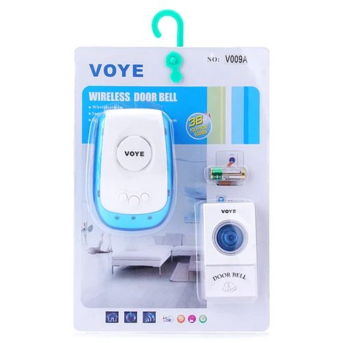 Voye V009A Wireless Intelligent Doorbell Remote Control Digital Receiver  Doorbell With 38 Songs - White + Blue
