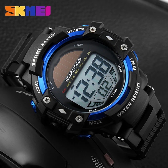 SKMEI 1129 Multifunction Solar Power Men LED Digital Watches