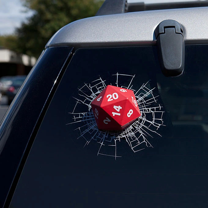 D20 3D Stereoscopic Dice Car Glass Stickers Personalized Decals