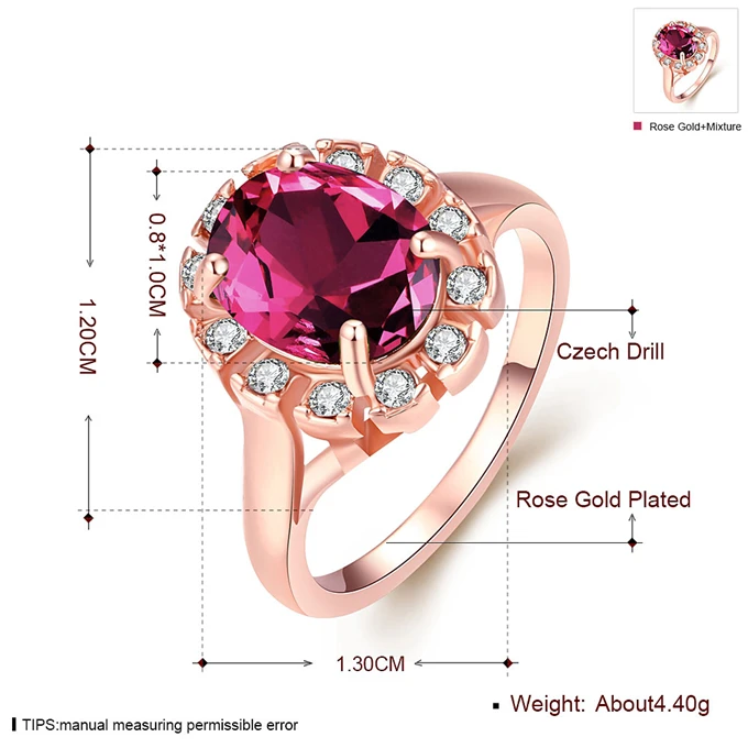 Rose Gold Inlaid Zircon popular Ring