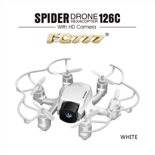 FQ777-126C MINI Spider Drone 2MP HD Camera 3D Roll One Key to Return Dual Mode 4CH 6Axis Gyro RC Hexacopter - White