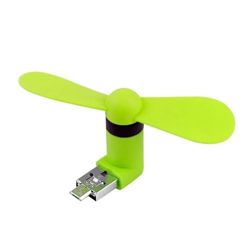 USB And Micro USB Two In One Colorful Mini Phone Fan Green