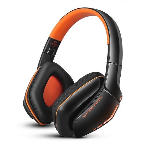 black and orange headphones