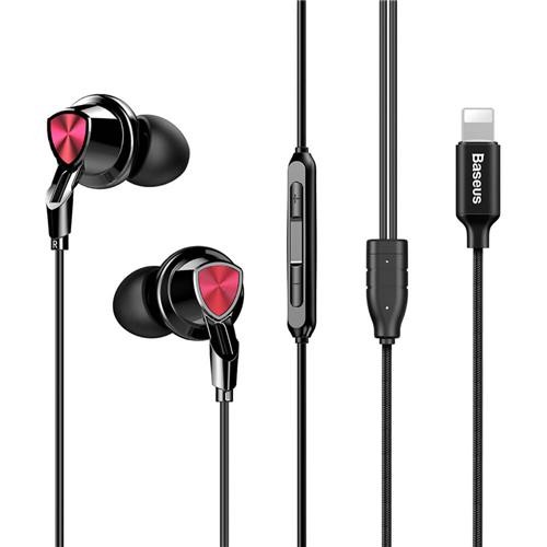 Baseus P04 8 Pin Earphone with Mic Black