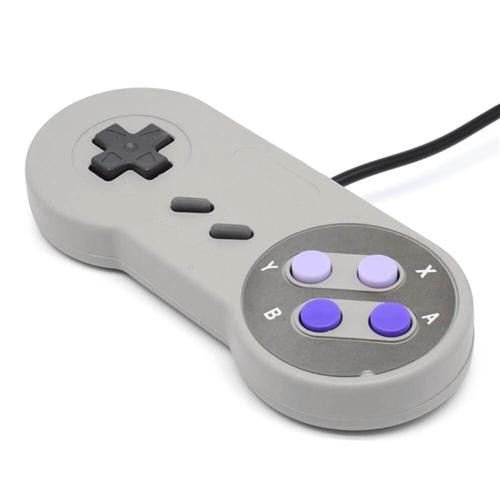 USB Controller with Purple Function Button for SNES Deep Gray