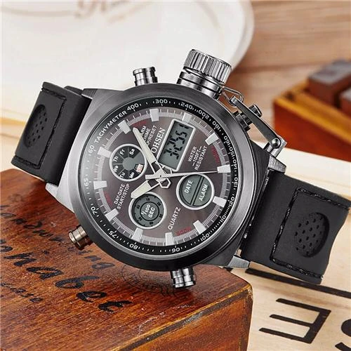 OHSEN AD1601 Men Digital Quartz Wrist Watch Black Dial