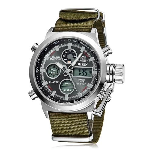 OHSEN AD1601 Men Digital Quartz Wrist Watch Black Dial