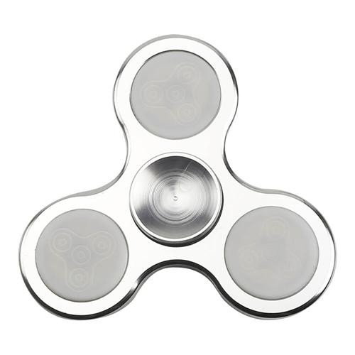 Fidget Hand Spinner 3 Modes Adjustable LED Lights Silver