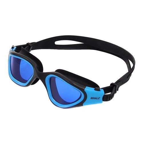 Whale MM-7202 Mirrored Lens Swim Goggles Blue+Black