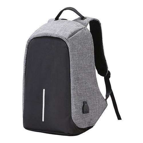 Anti theft Lightweight Backpack With USB Charging Port Waterproof Grey