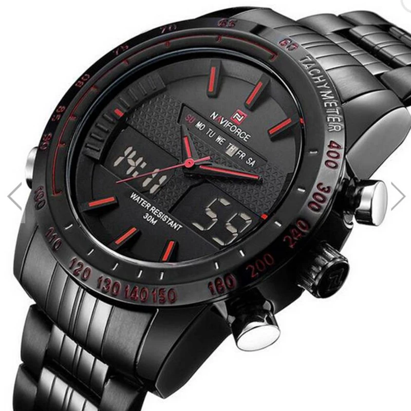 NAVIFORCE NF9024 Men Wrist Watch Black Red