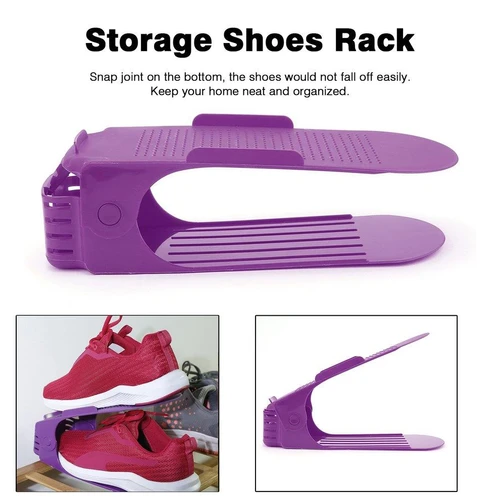 Modern Double Cleaning Storage Shoes Rack Purple