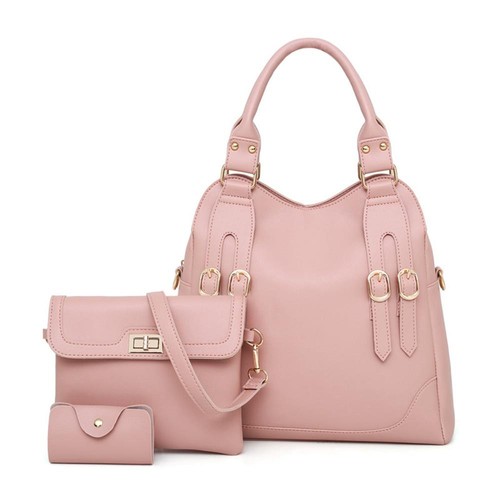 Fashion Tote Purse Bag PU Leather Women Handbags Pink
