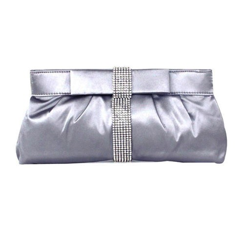 Silver grey cheap satin clutch bag