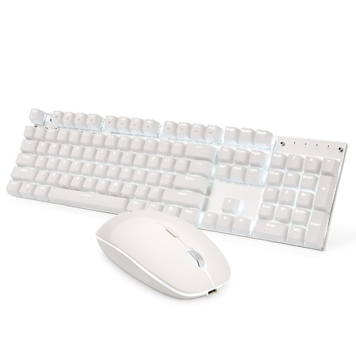 Ajazz A3008 2.4G Wireless Mechanical Keyboard & Mouse Combos White
