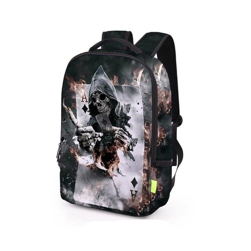 3D Printed Skull Poker Cards Pattern Backpack Multi Color