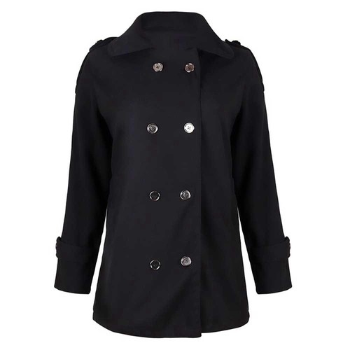 Women Warm Woolen Casual Long Sleeve Classic Jacket Coat Black