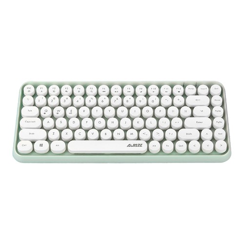 Ajazz 308i Bluetooth 3.0 Wireless Keyboard 84 Classic Round Keys Stöd Windows / IOS / Android - Green