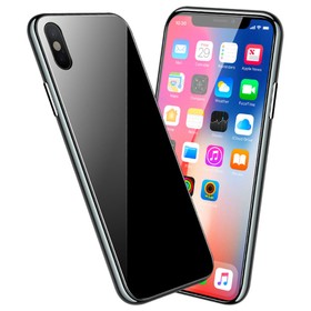 Magnetic Multi-adsorption Phone Case for iPhone X/XS with Tempered Glass Back Cover - Black