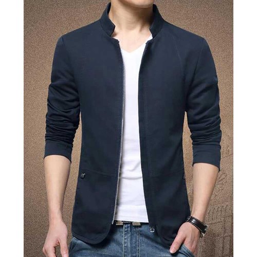 Casual stand shop collar zipper jacket