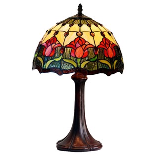 FUMAT Tiffany Style Red Tulip Table Lamp