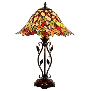 FUMAT Tiffany Style Red Maple Leaf Table Lamp