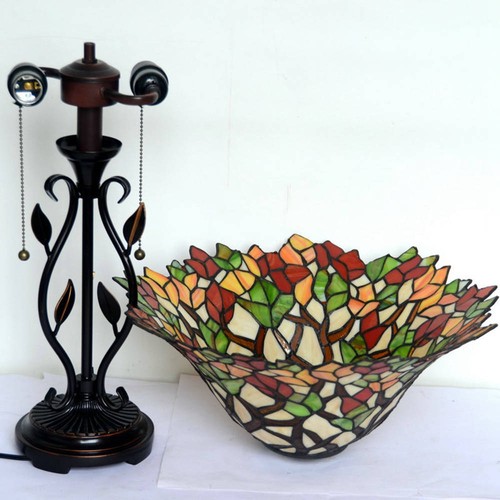 FUMAT Tiffany Style Red Maple Leaf Table Lamp