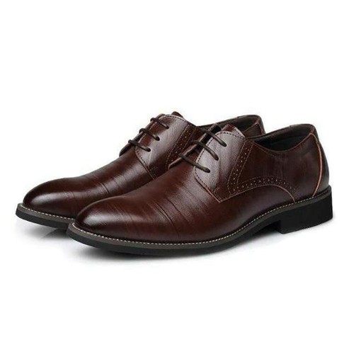 XA001 Men Business PU Leather Shoes Size Brown