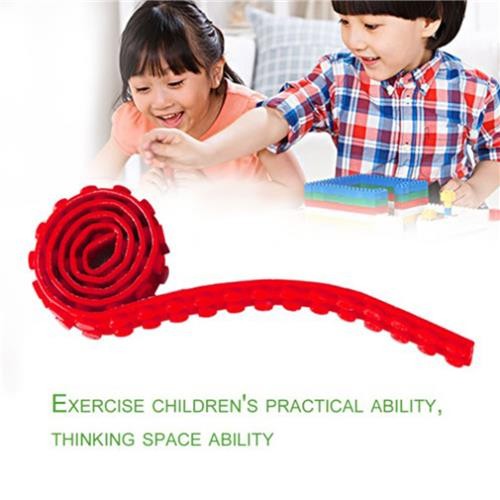 Kids Building Blocks Loops With Adhesive Tape Silicone Blocks Base Plate - Red