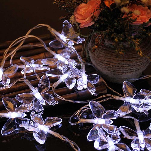 20PCS LED Butterfly Battery LED String Lights White
