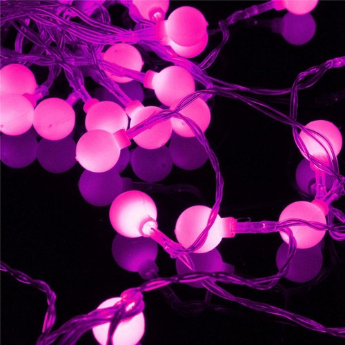 30PCS LED Cherry Matte Balls String Lights Pink