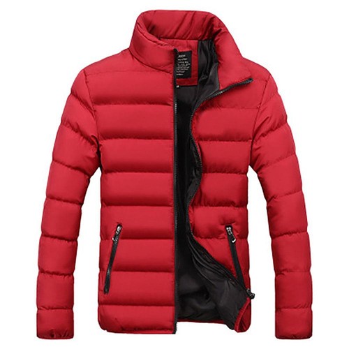 Men's Basic Casual Thick Cotton Down Jacket Size 5XL Red