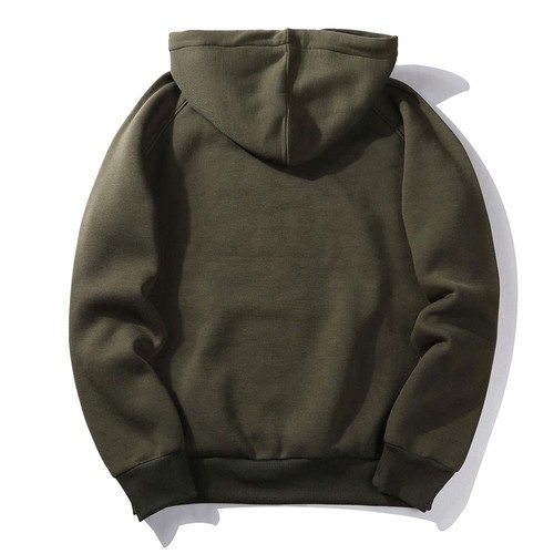 WY18 Men's Basic Casual Cotton Solid Color Hoodie Size XL Army Green