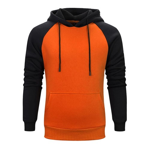 WY39 Men's Color Block Raglan Hoodie Size 2XL Orange
