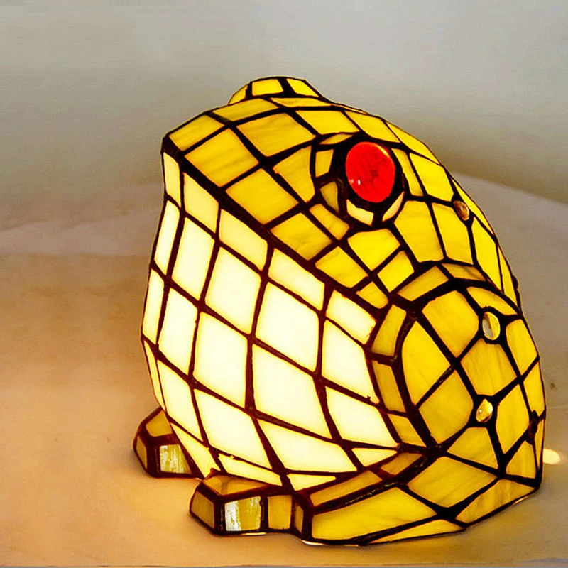 Authentic Stained Glass Frog Lamp