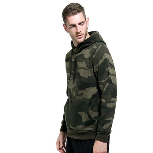 WY03 Men Casual Camouflage Pattern Hoodie Size 2XL Army Green