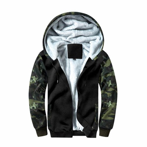 W13 Men's Casual Camouflage Pattern Letter Hoodie Size S Army Green