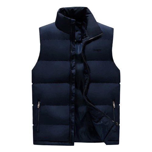 LH1801 Men Thick Stand Collar Cotton Waistcoat Size 3XL Blue