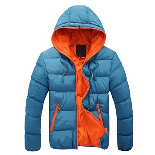 Agai-mccf Men Candy Color Hooded Down Jacket Size 2XL Blue Orange