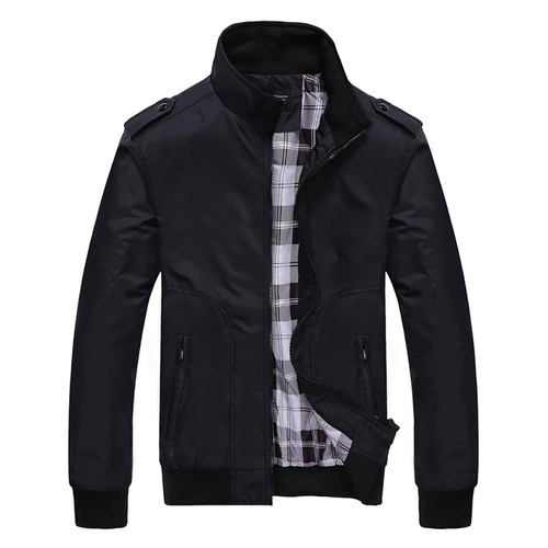 CA1235 Men Classic Casual Standing Collar Jacket Size M Black